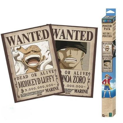 Poster - One Piece - Wanted Luffy & Zoro (Set 2 Posters Chibi 52X38)