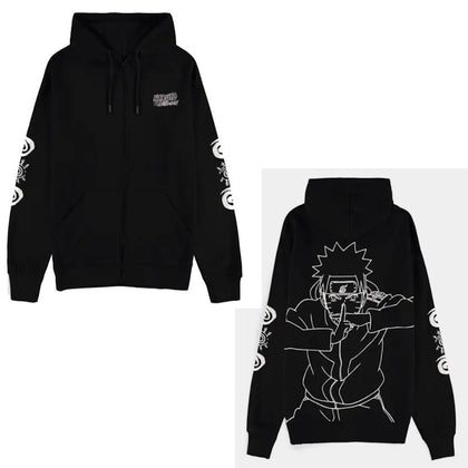 Felpa - Naruto Shippuden: Men's Zipper Black (Felpa Con Cappuccio Unisex)