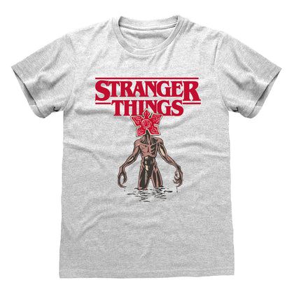 T-Shirt - Stranger Things - Logo Demogorgon Heather Grey