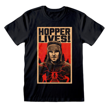 T-Shirt - Stranger Things - Hopper Lives Black