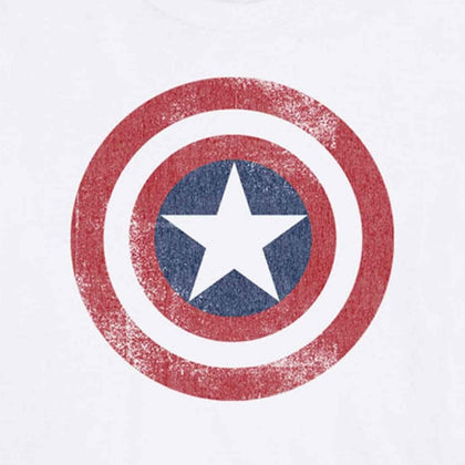 T-Shirt - Marvel Comics - Captain America Distressed Shield White