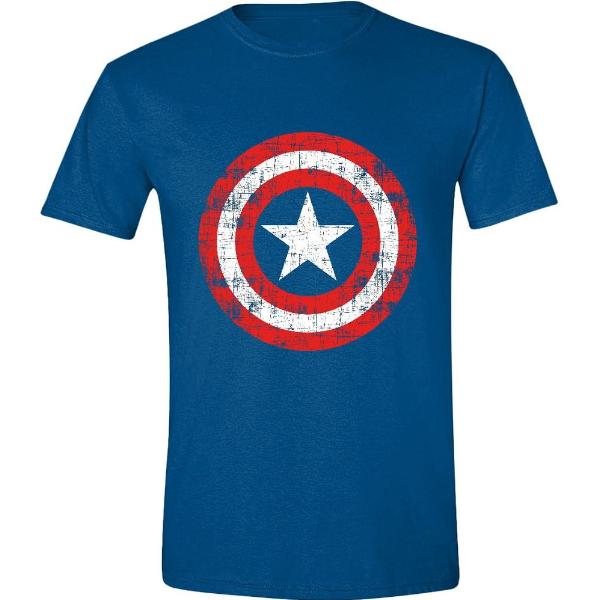 T-Shirt - Captain America - Cracked Shield Navy